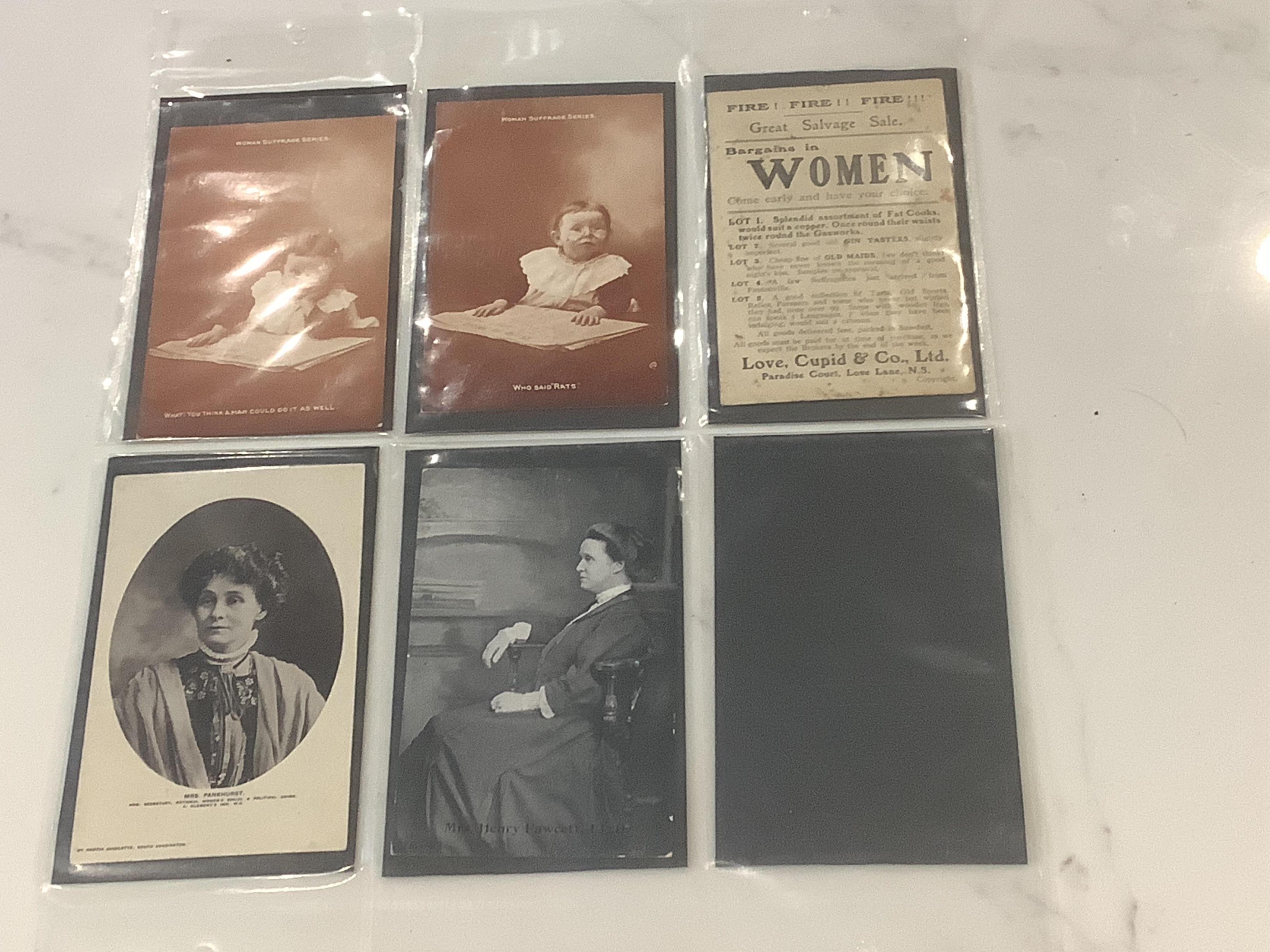 Twenty three vintage postcards relating to women’s suffrage